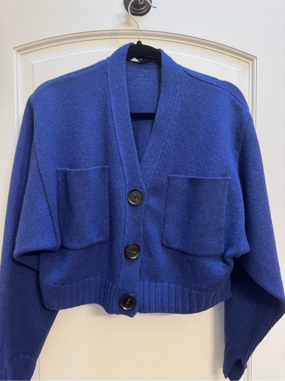 Proenza Schouler Blue Cashmere Cropped Cardigan Sweater XS